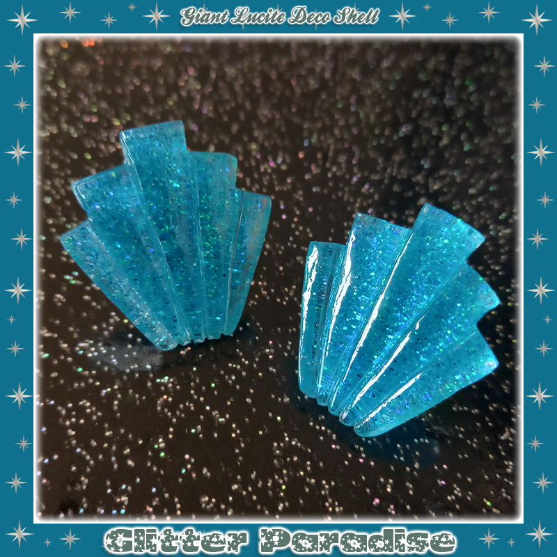 Earrings: Giant Confetti Lucite Deco Shell