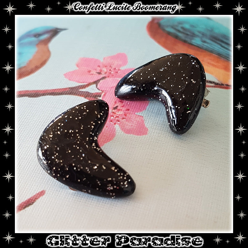 Earrings: Confetti Lucite Boomerang Dust