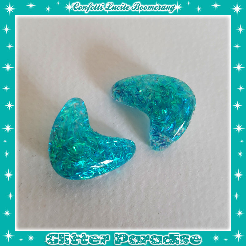 Earrings: Confetti Lucite Boomerang Dust Tinsel