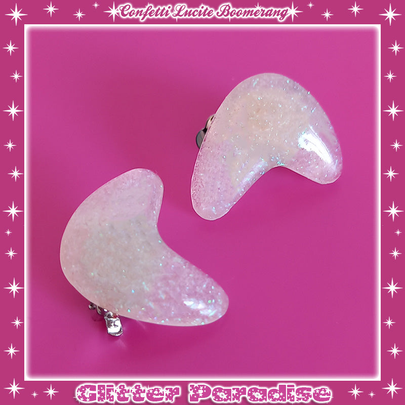 Earrings: Confetti Lucite Boomerang Dust
