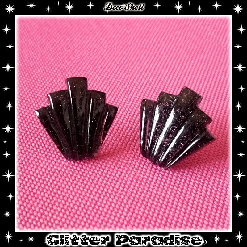 Earrings: Confetti Lucite Deco Shell