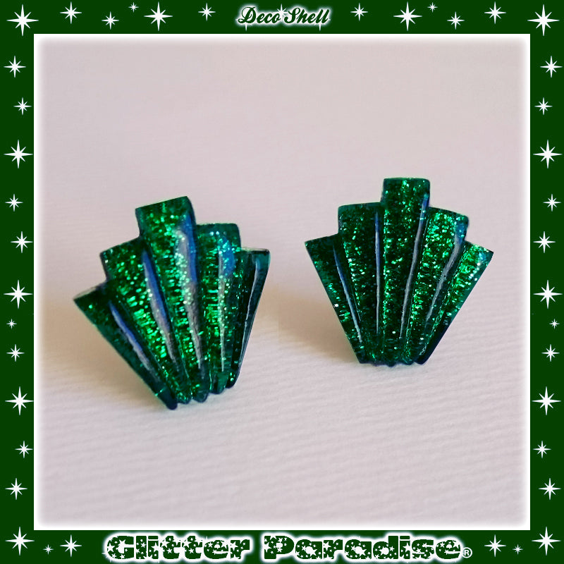 Earrings: Confetti Lucite Deco Shell