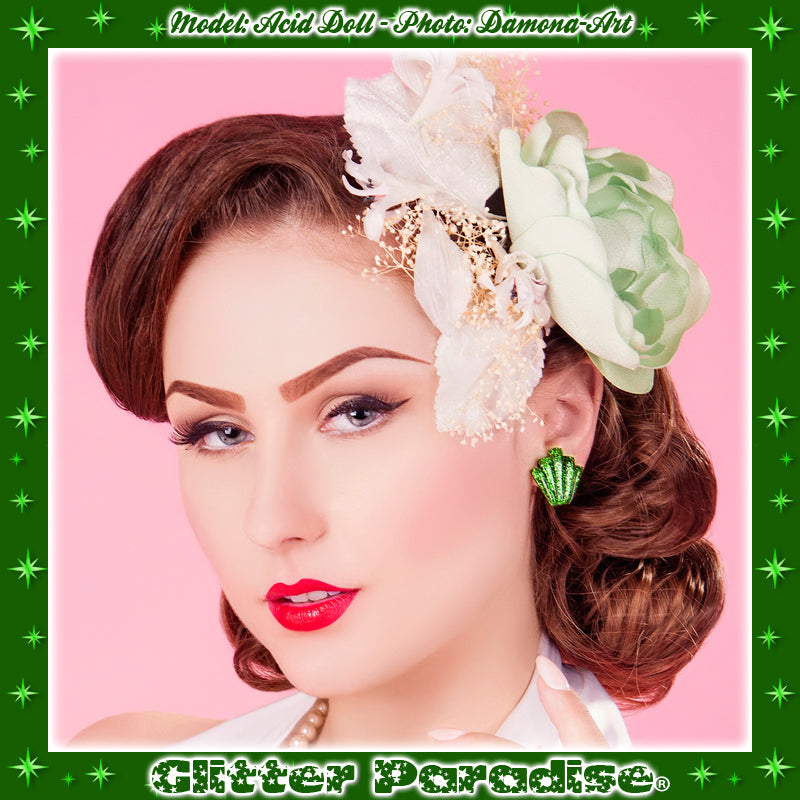 Earrings: Confetti Lucite Deco Shell