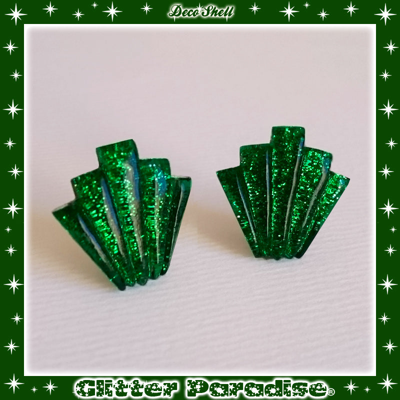 Earrings: Confetti Lucite Deco Shell