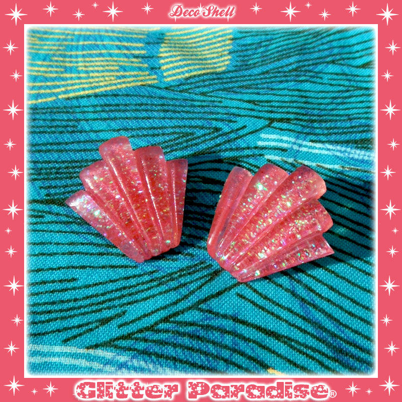 Earrings: Confetti Lucite Deco Shell