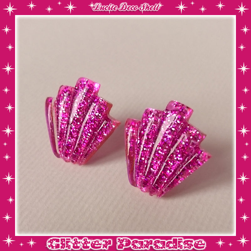Earrings: Confetti Lucite Deco Shell