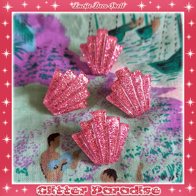 Earrings: Confetti Lucite Deco Shell