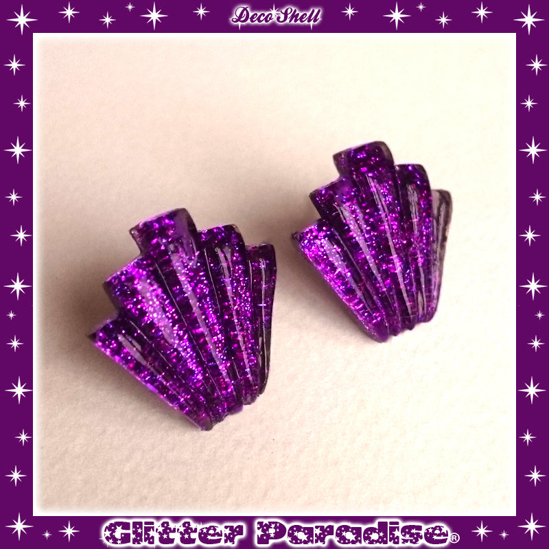 Earrings: Confetti Lucite Deco Shell