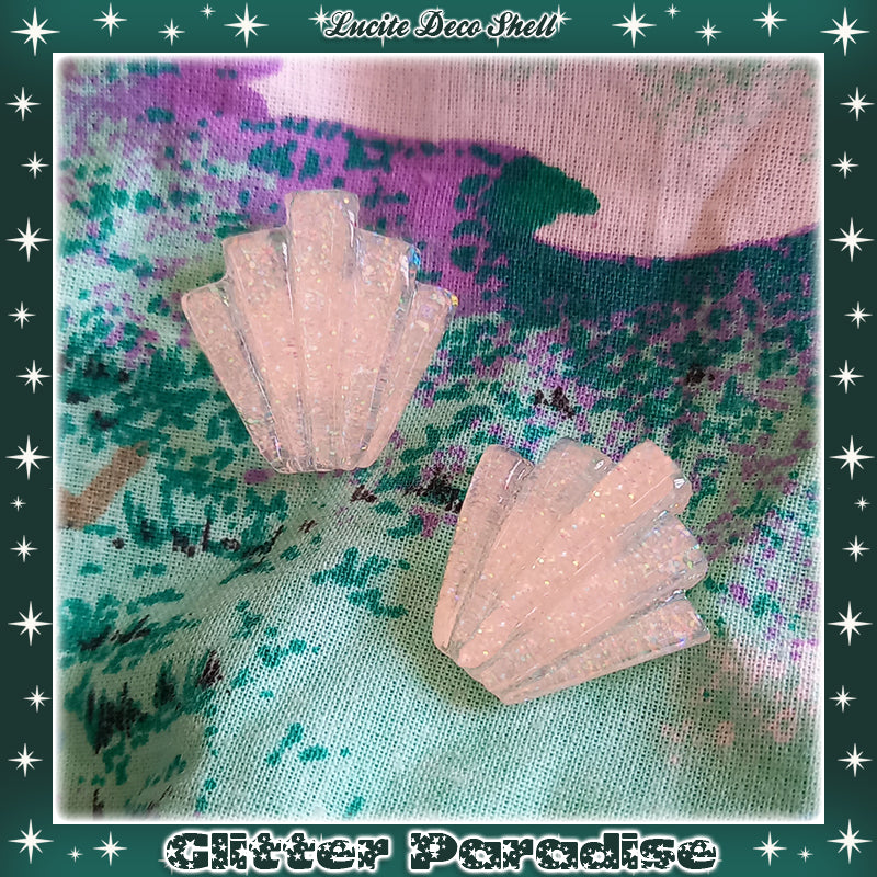 Earrings: Confetti Lucite Deco Shell