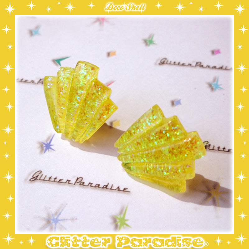 Earrings: Confetti Lucite Deco Shell