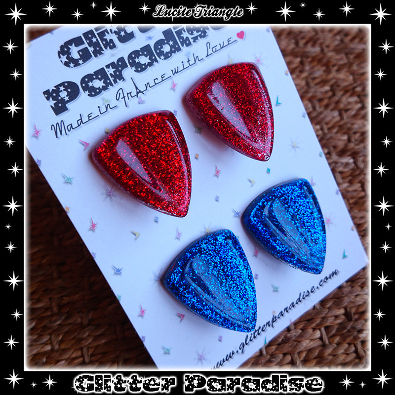 Earrings: Confetti Lucite Triangle Dust