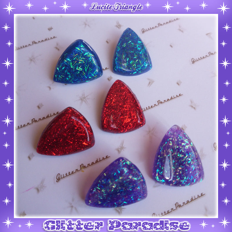 Earrings: Confetti Lucite Triangle Tinsel