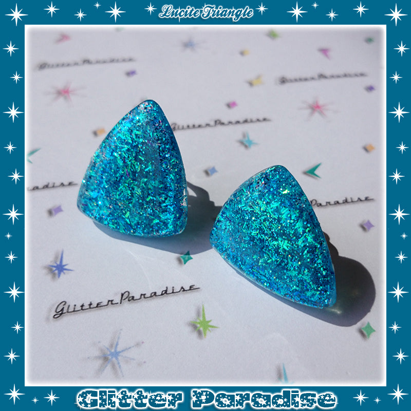 Earrings: Confetti Lucite Triangle Tinsel
