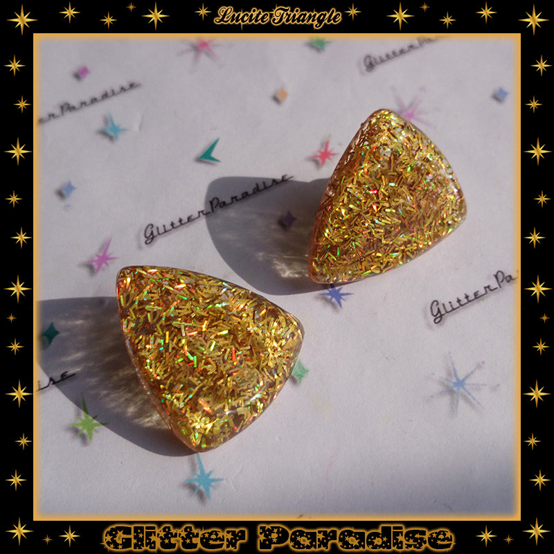 Earrings: Confetti Lucite Triangle Tinsel