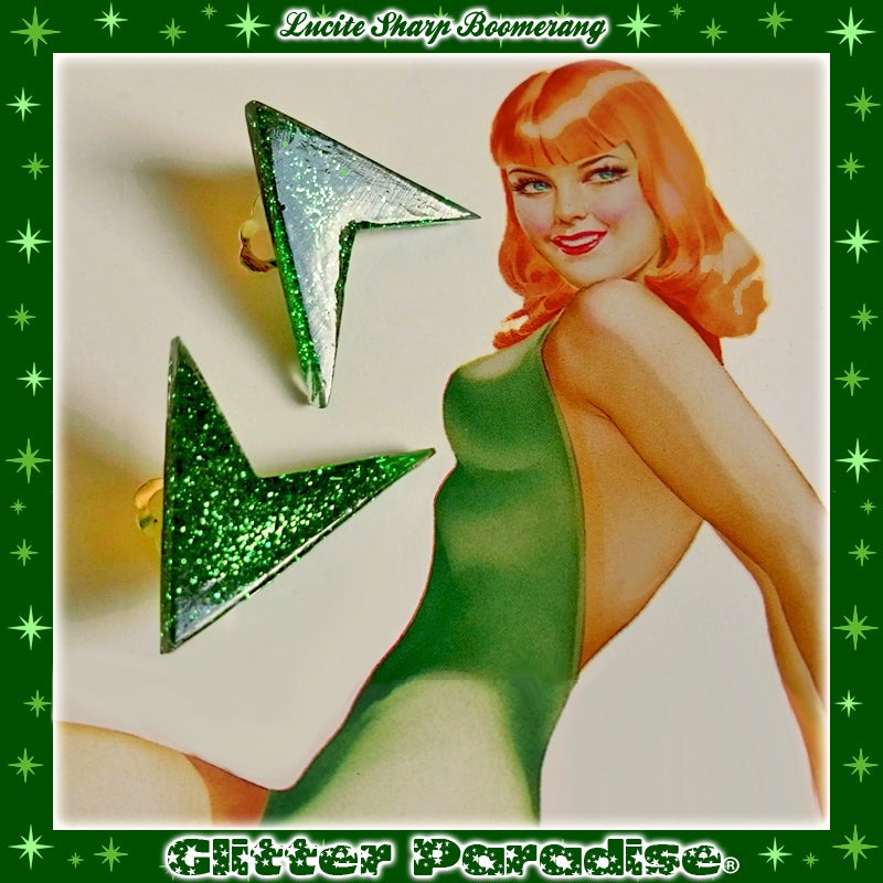 Earrings: Lucite Sharp Boomerang