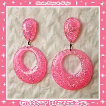 Earrings: Confetti Lucite Hoops and Drops Dust
