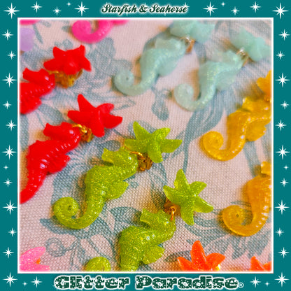 Boucles d'oreilles: Seahorse & Shell