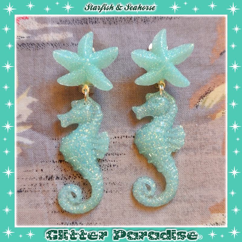 Boucles d'oreilles: Seahorse & Shell