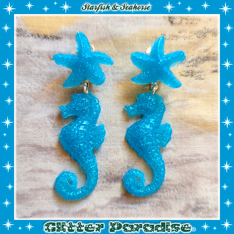 Boucles d'oreilles: Seahorse & Shell