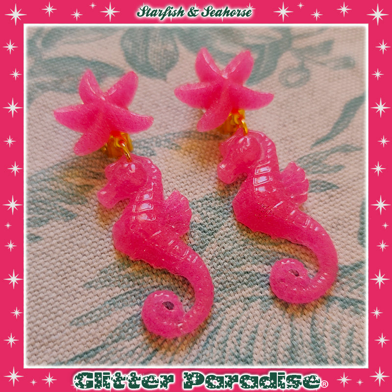 Boucles d'oreilles: Seahorse & Shell