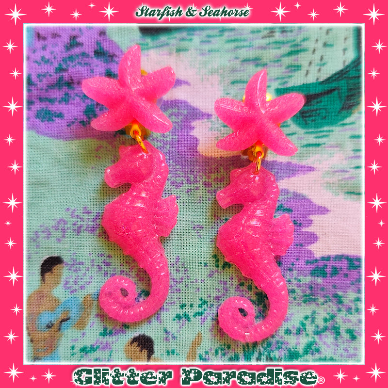 Boucles d'oreilles: Seahorse & Shell