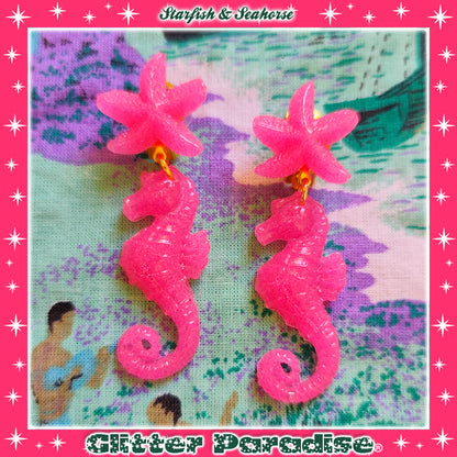 Boucles d'oreilles: Seahorse & Shell