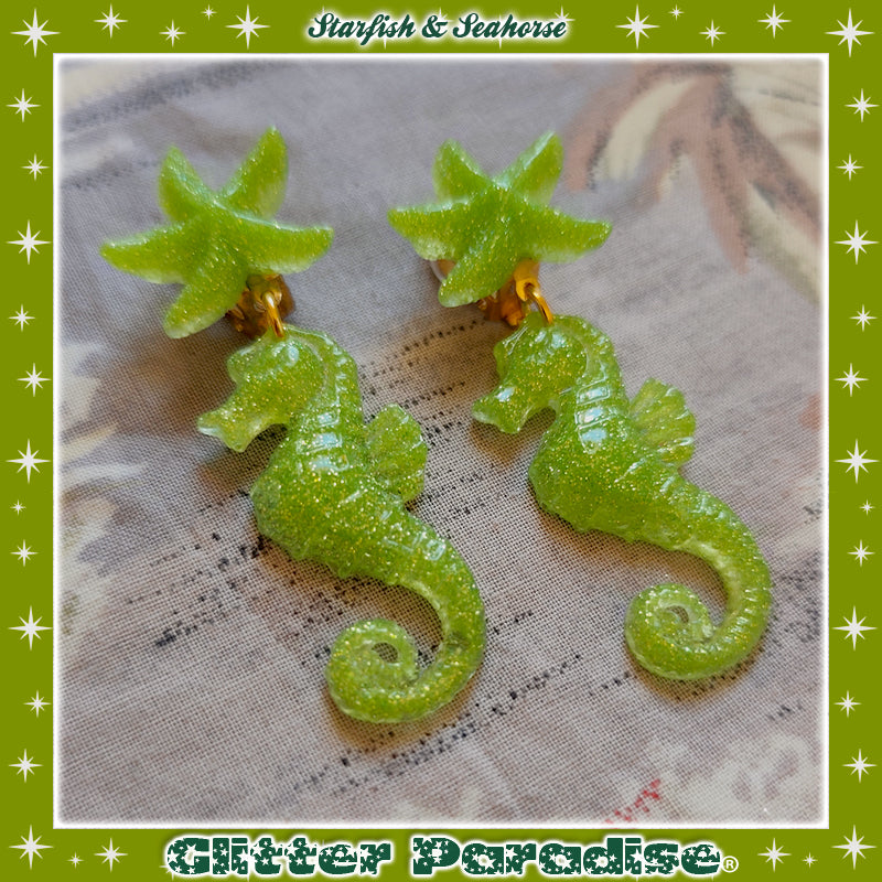 Boucles d'oreilles: Seahorse & Shell
