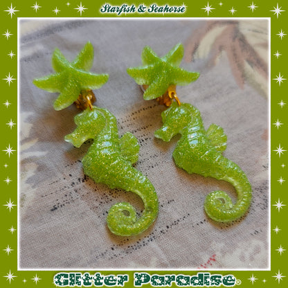 Boucles d'oreilles: Seahorse & Shell