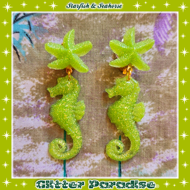 Boucles d'oreilles: Seahorse & Shell