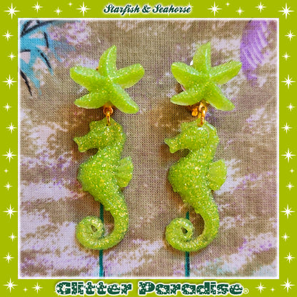 Boucles d'oreilles: Seahorse & Shell