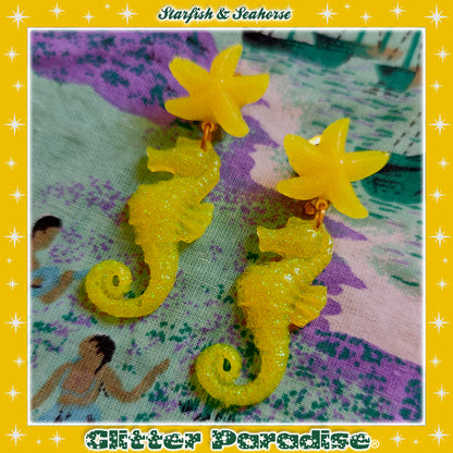 Boucles d'oreilles: Seahorse & Shell