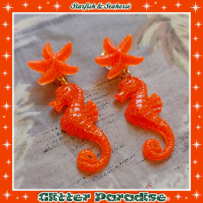Boucles d'oreilles: Seahorse & Shell