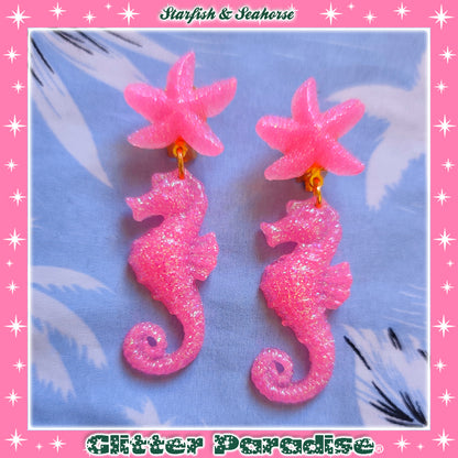 Boucles d'oreilles: Seahorse & Shell