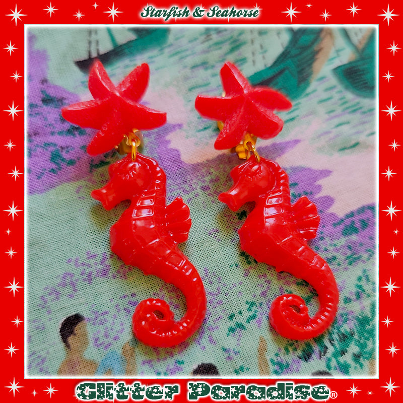 Boucles d'oreilles: Seahorse & Shell