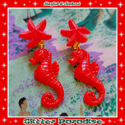 Boucles d'oreilles: Seahorse & Shell