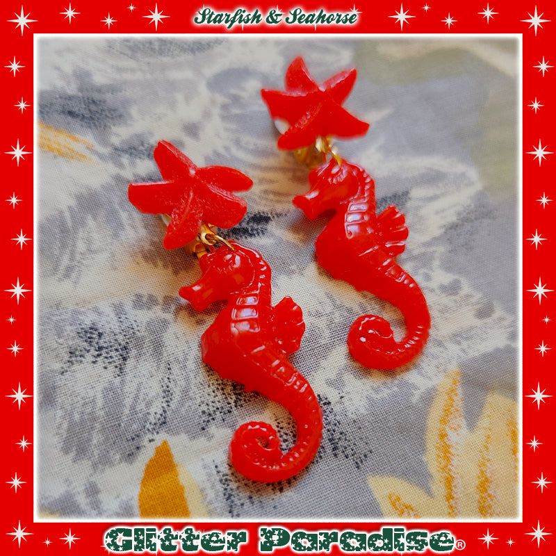 Boucles d'oreilles: Seahorse & Shell