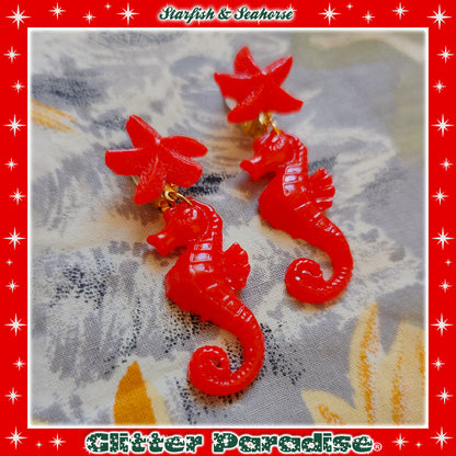 Boucles d'oreilles: Seahorse & Shell