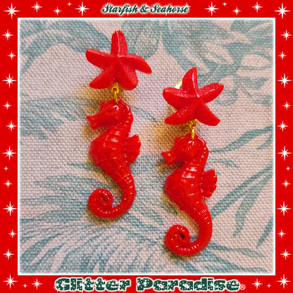 Boucles d'oreilles: Seahorse & Shell