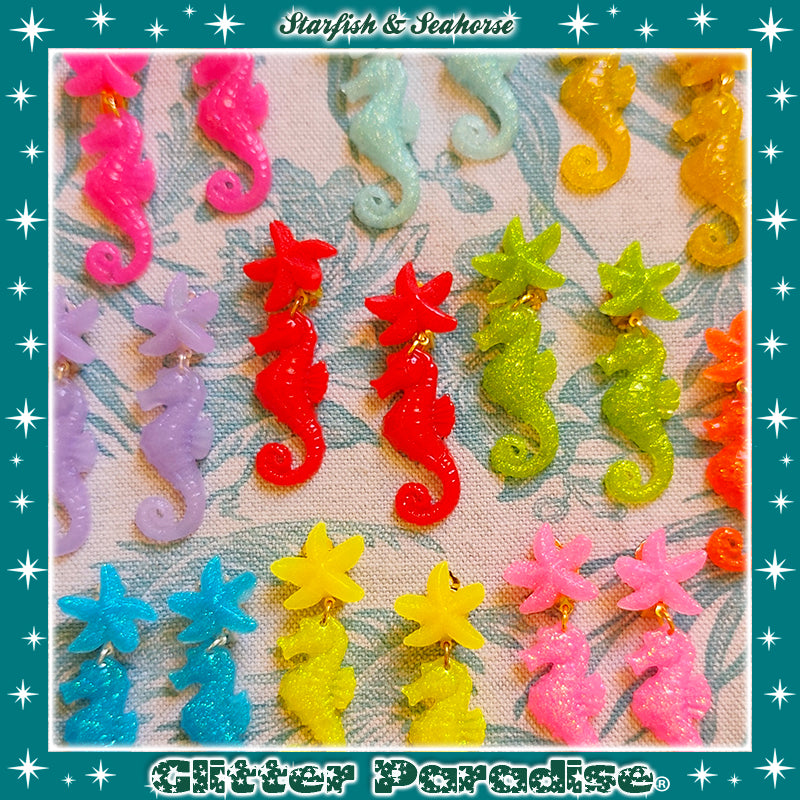 Boucles d'oreilles: Seahorse & Shell