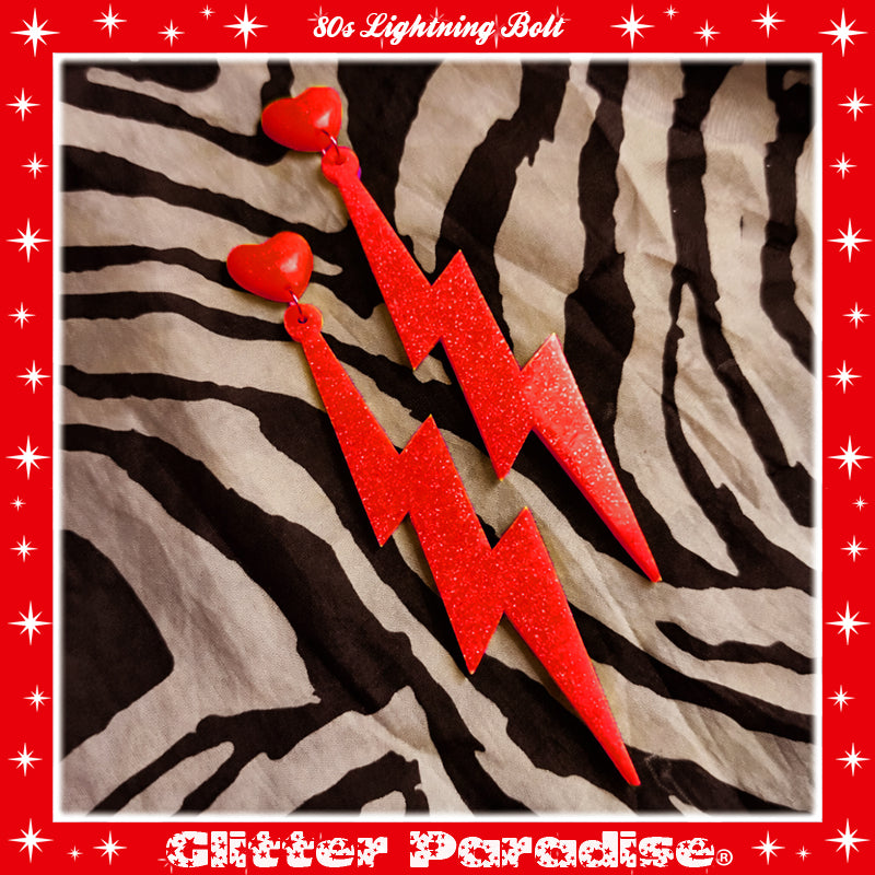 Pendientes: 80s Lightning Bolt and Heart