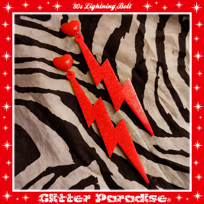 Pendientes: 80s Lightning Bolt and Heart