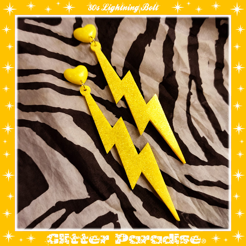 Pendientes: 80s Lightning Bolt and Heart