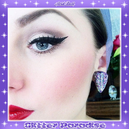 Earrings: Confetti Lucite Triangle Tinsel