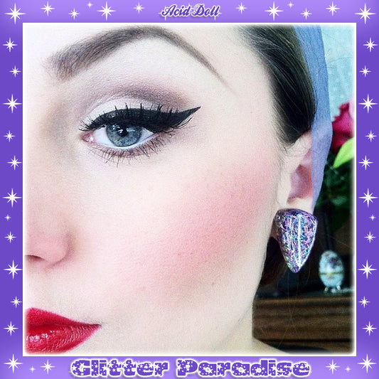 Earrings: Confetti Lucite Triangle Tinsel