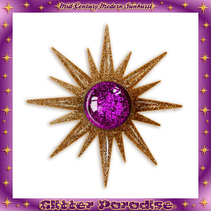 Brooch: Mid-Century Modern Sunburst Gold