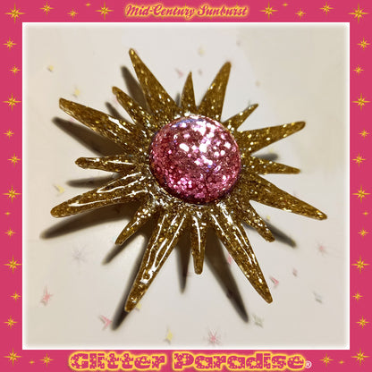 Brooch: Mid-Century Modern Sunburst Gold