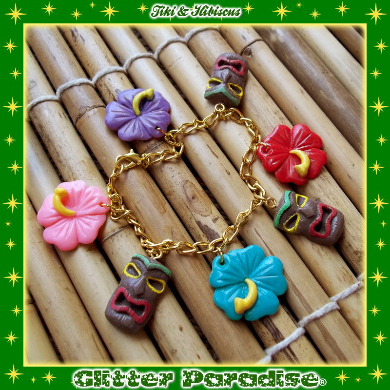 Bracelet: Tiki and Hibiscus