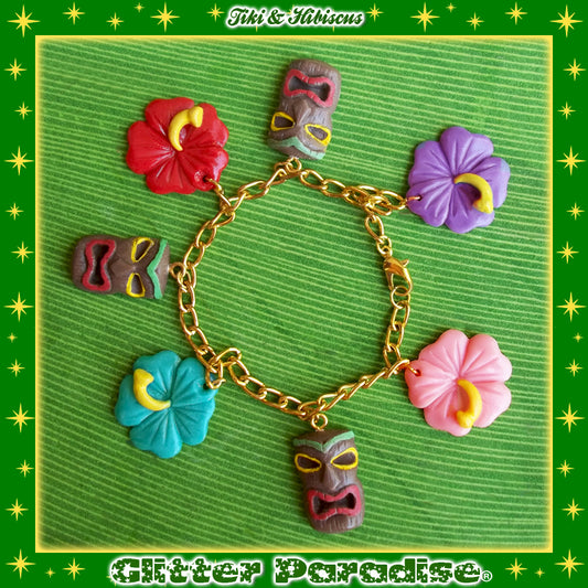 Bracelet: Tiki and Hibiscus