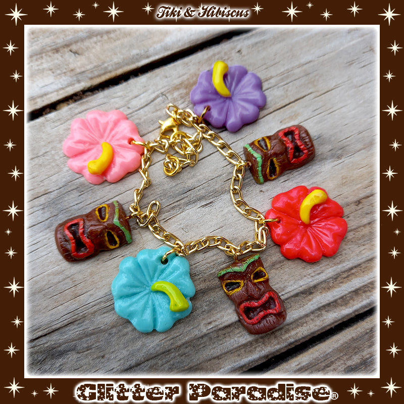 Bracelet: Tiki and Hibiscus