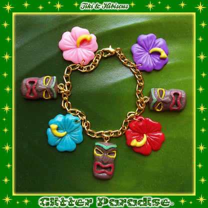 Bracelet: Tiki and Hibiscus